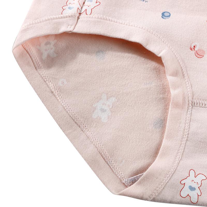 Boxed 4 Pieces of Breathable Cotton Underwear for Women Printed Waist Underwear for Women Simple Printed Cute Briefs