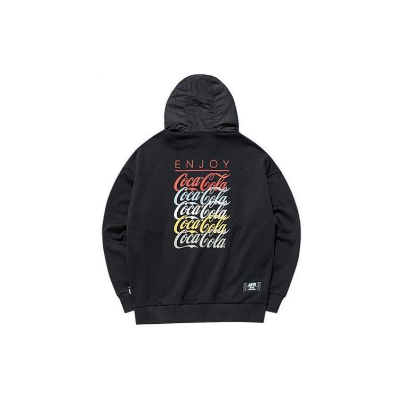 Anta X Coca-Cola Collaboration Lifestyle Series Letter Print Sports Hoodie Men Hoodies Black 952139711-4
