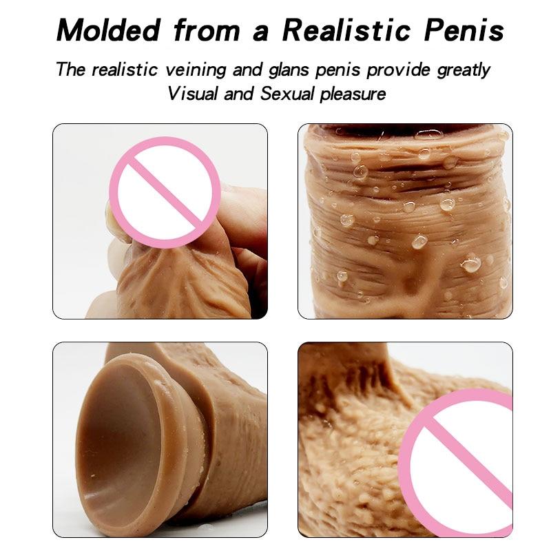Realistic Dildos Super Soft Realistic Penis Dildo Suction Cup Dong Small / Medium Large