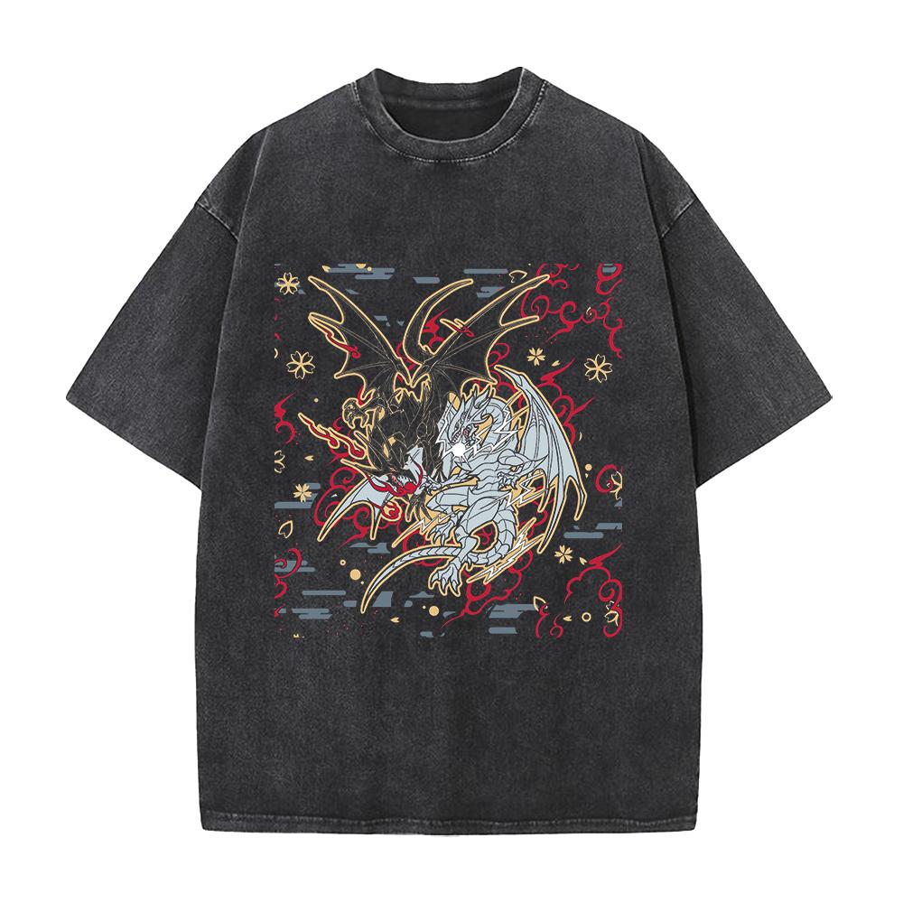 Harajuku Anime YuGiOh Tshirt Summer Short Sleeve Cotton Tee Shirt Gothic Yk Vintage Washed Oversized Tops Mens Clothing
