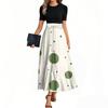 Damenmode Lässiger Gürtel Kurzarm Rundhals Retro Gepunktet Gedruckt Spleißen Elegantes Temperament Kleid