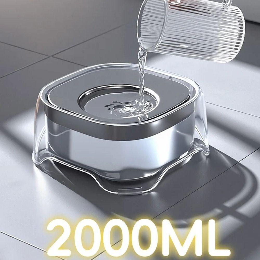 Large Capacity 2000ml Pet Floating Bowl Floating Filter Dry-Chin Technology Pet Water Feeder Detachable Transparent Design