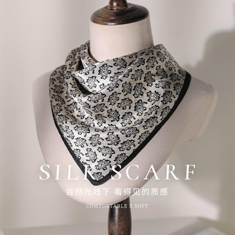 100% mulberry silk small square scarf silk scarf women's spring and autumn with shirt neck protection scarf 53cm decorative thin scarf