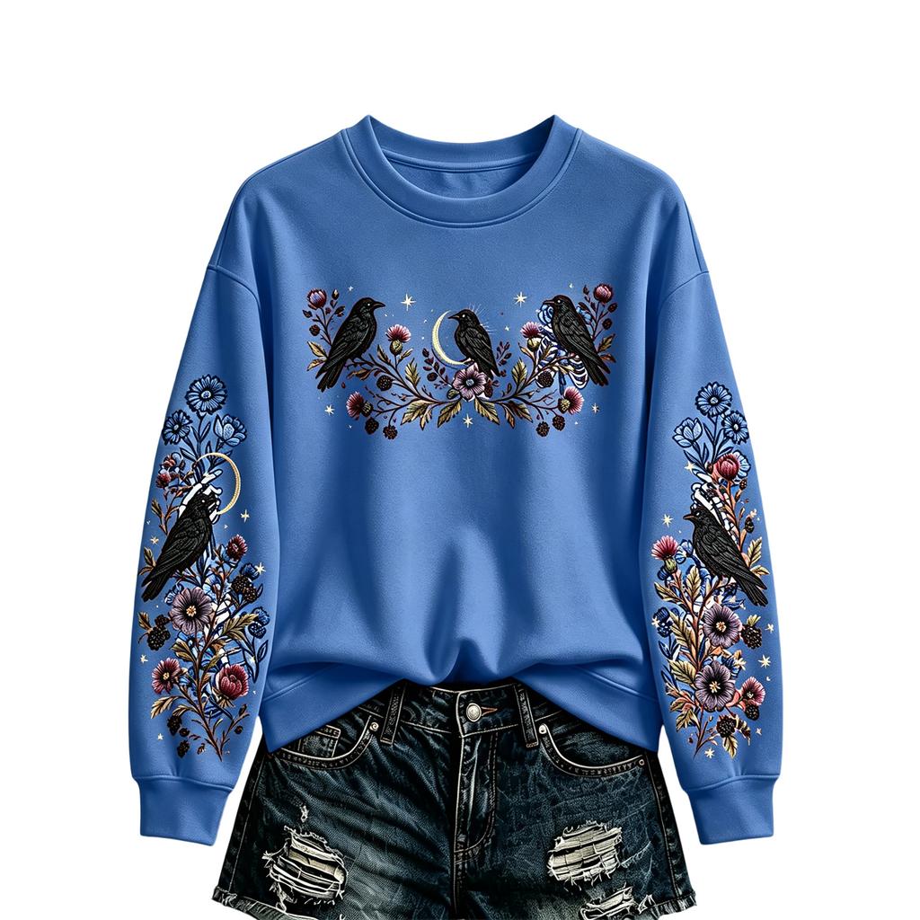 Women's Casual Halloween Print Pullover Sweatshirt for Fall Holiday Party