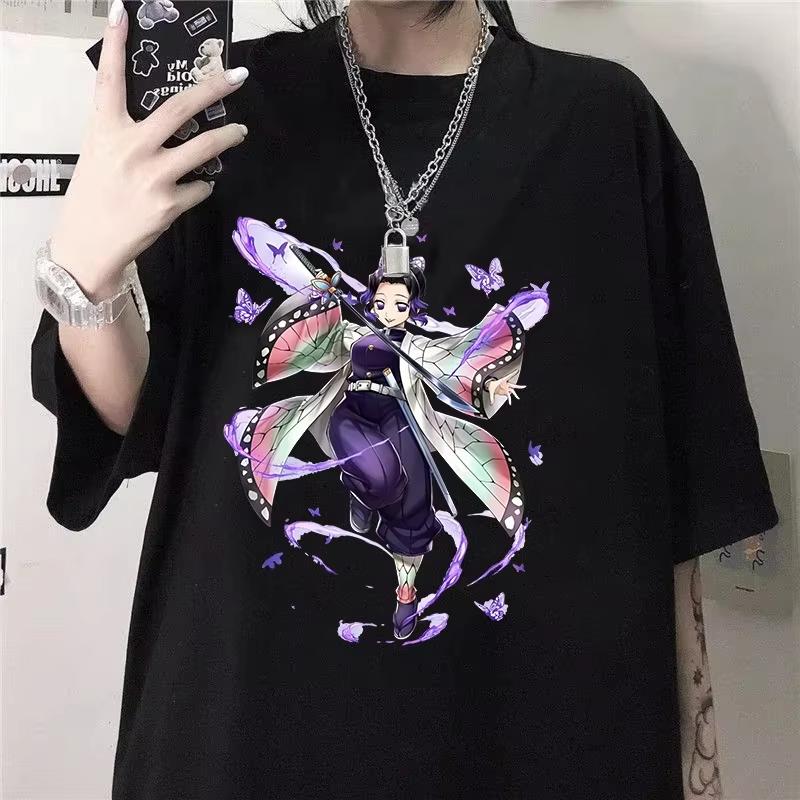 Summer Demon Slayer Shinobu Anime Printed T-shirt  Men Women Fashion Y2K Harajuku Style Men's Clothing T Shirt