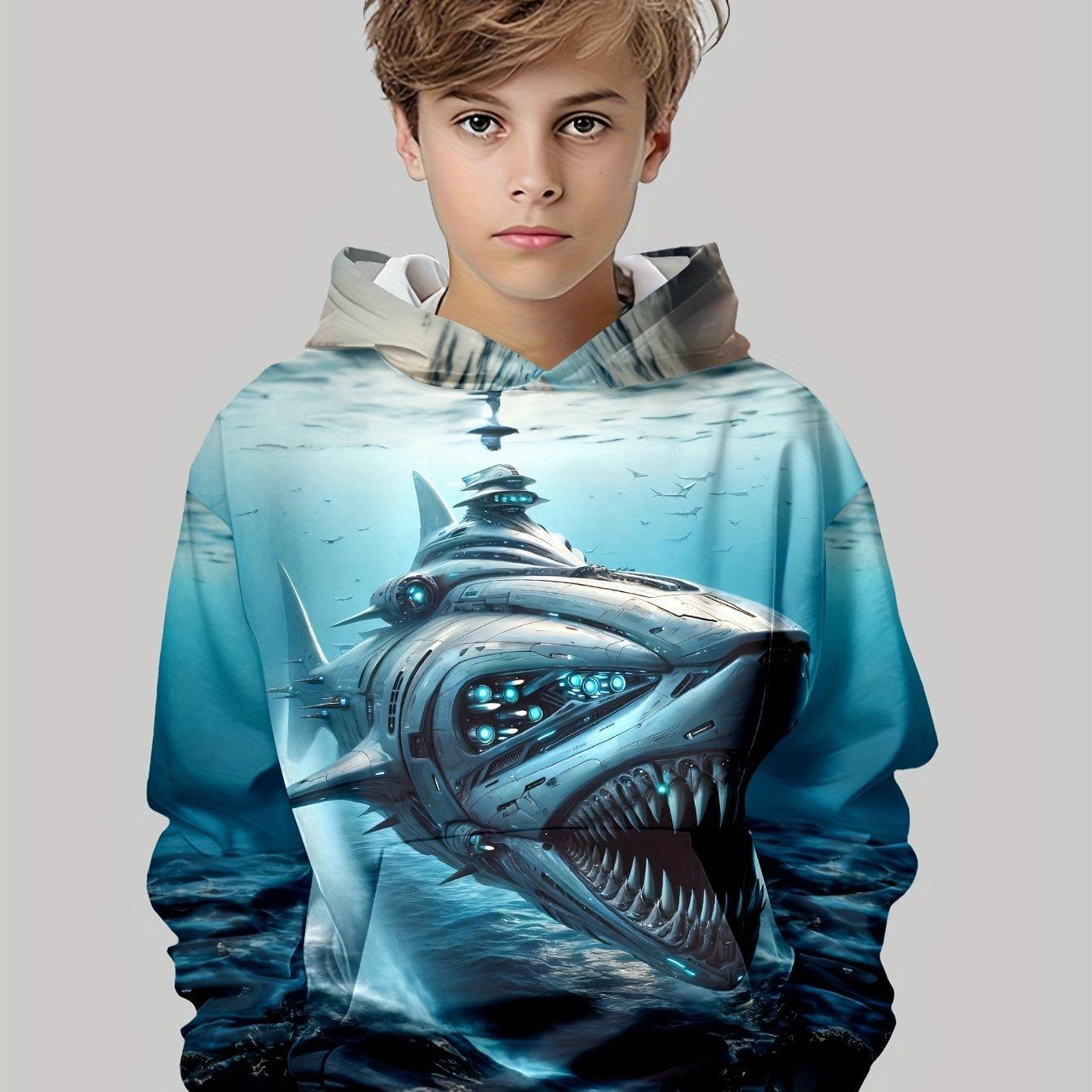 

Детская одежда Толстовки с капюшоном для мальчиков с длинным рукавом и принтом акулы 3D Детская одежда на весну и осень Повседневная уличная одежда для девочек Топы 160