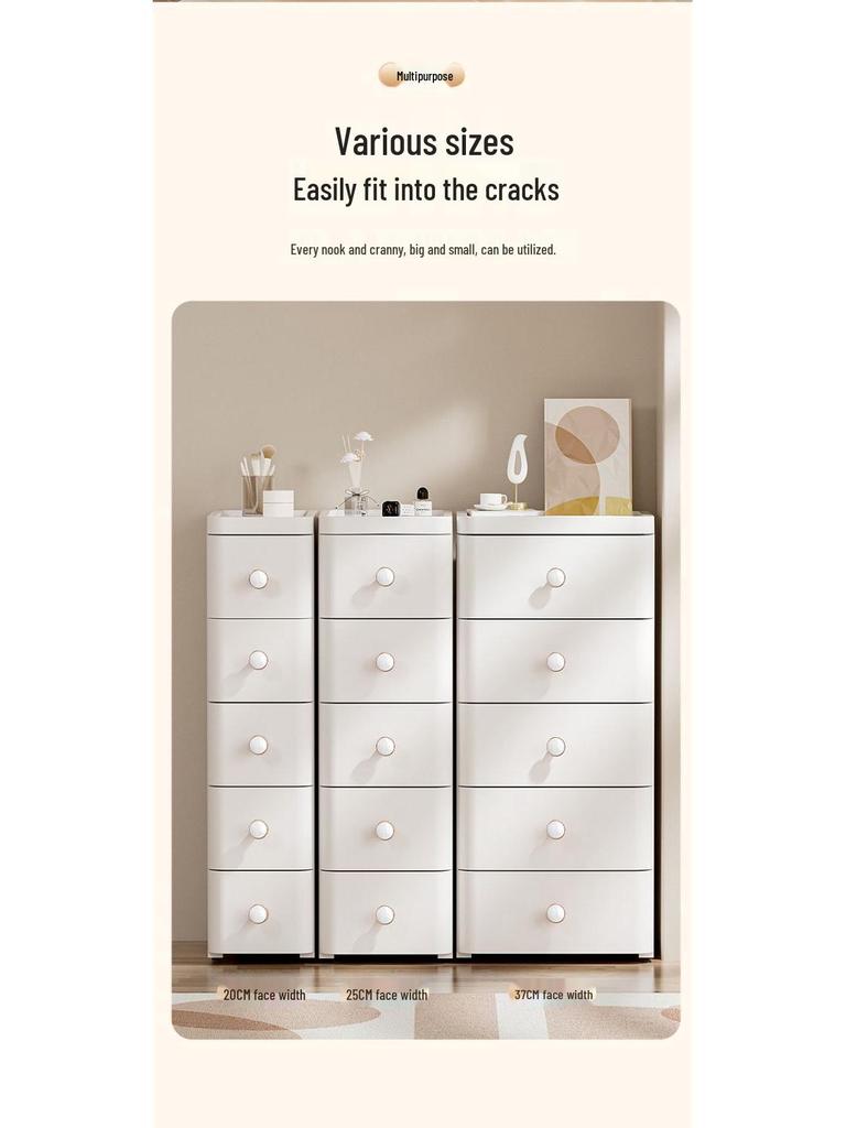 Slim Plastic Multi-Layer Storage Cabinet with Drawers for Kitchen and Bathroom