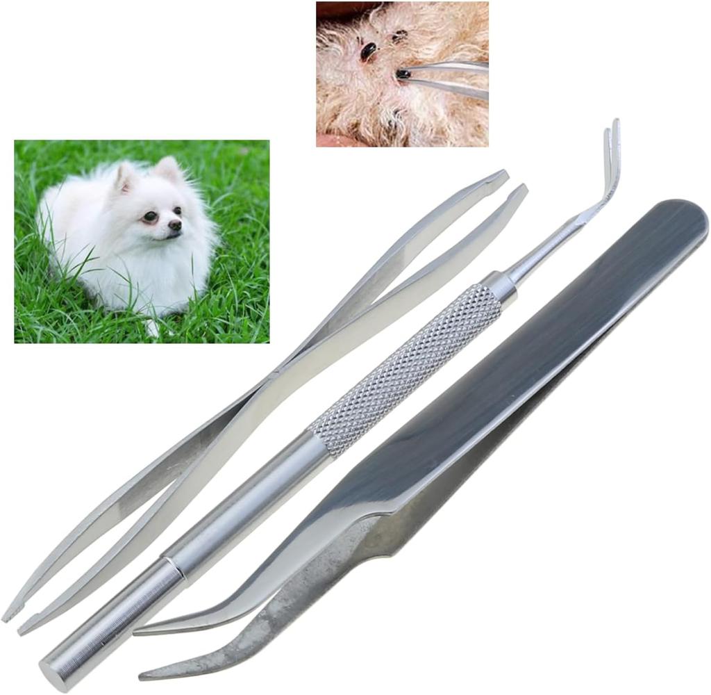 Professional Tick Removal Tool Set 1Set Tick Tweezers Fast & Safe Tick Remover for Dogs Cats Pets Grooming Accessories Supplies