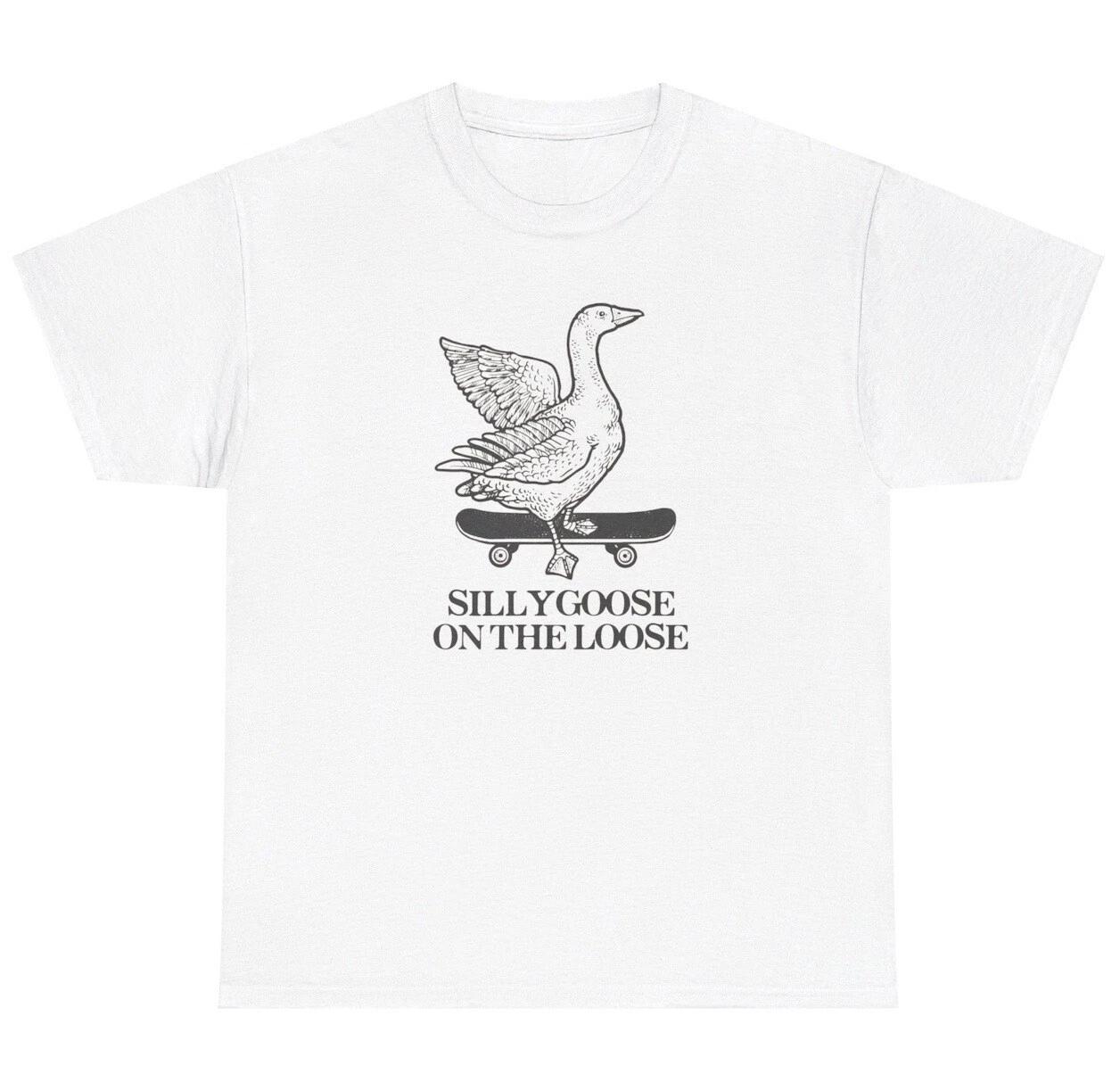 

Silly Goose On The Loose Skateboarding T Shirt Funny Geese Skater Gen Z Gift Tee 3XL