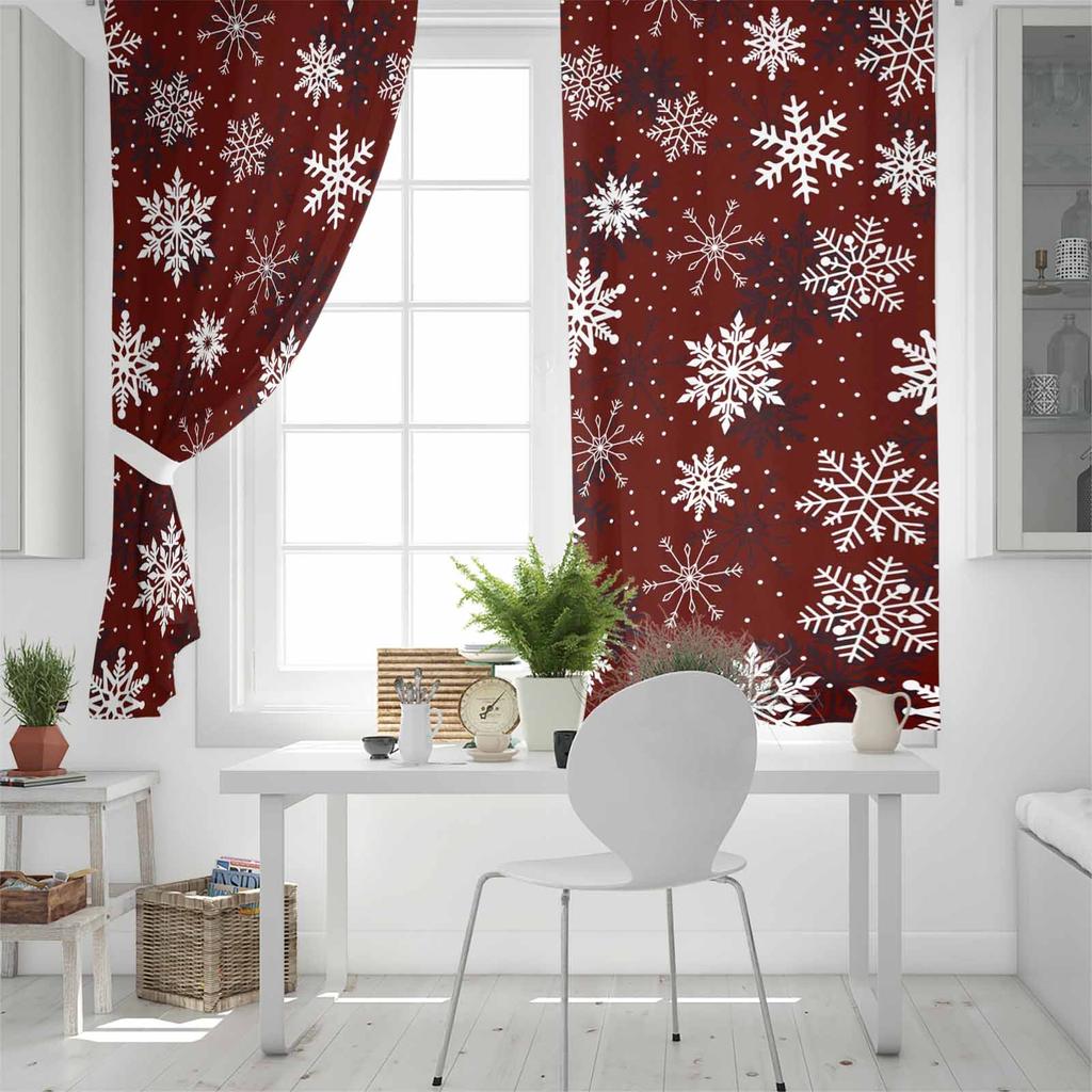 Cortinas Blackout de Natal de Inverno com Flocos de Neve Para Sala de Estar Quarto Tratamento de Janela Persianas Cortinas Cortinas de Cozinha