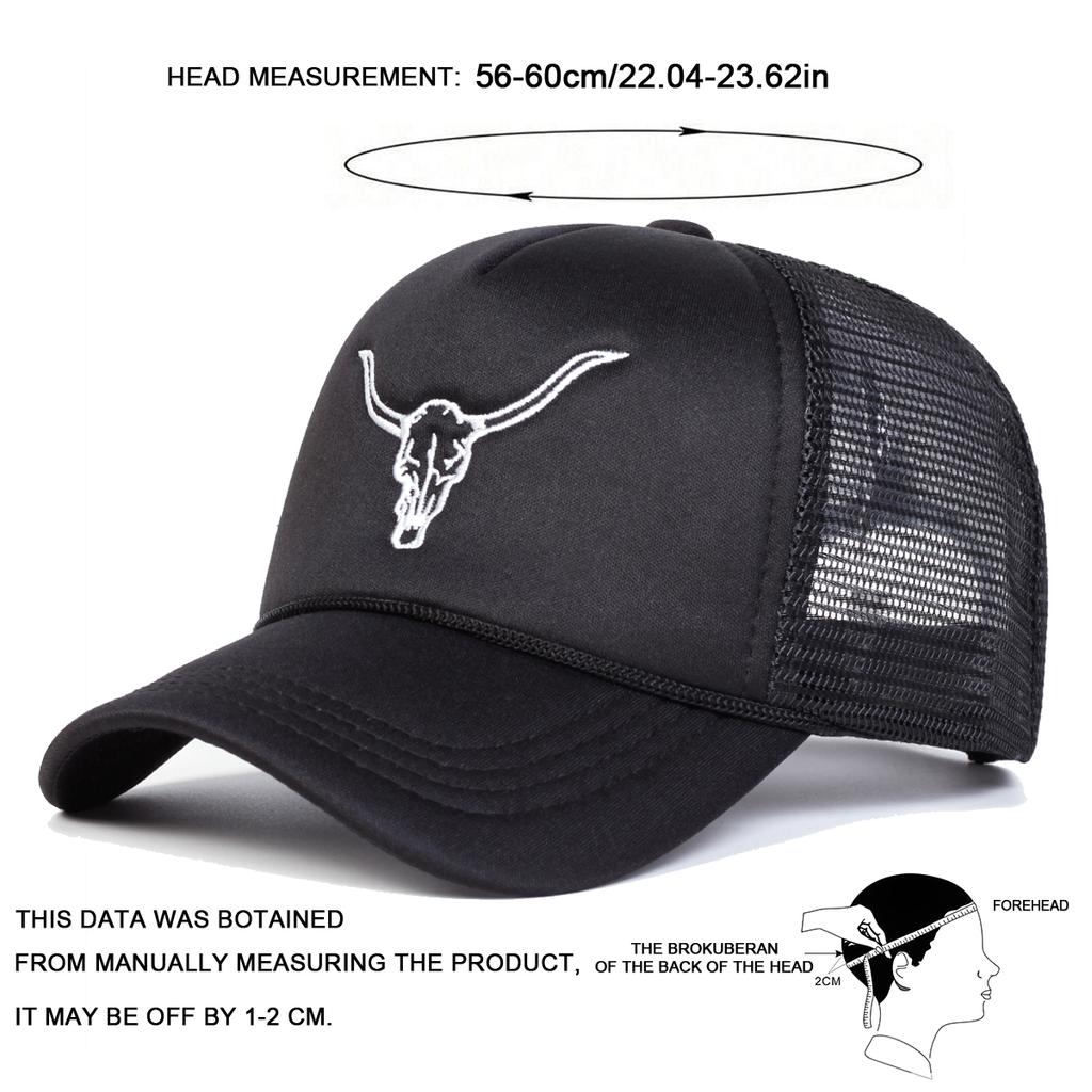 Unisex Ox Head Embroidery Baseball Net Caps Outdoor Adjustable Spring and Summer Casual Sunscreen Hat