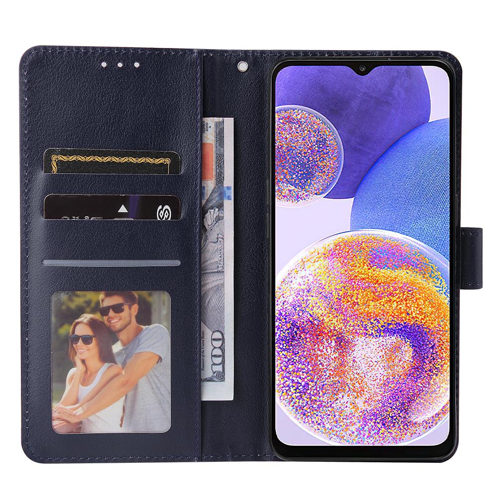 

For Samsung Galaxy A23 4G/A23 5G (Global Version)/F23 5G/M23 5G/M13 4G Phone Case PU Leather Cover Blue