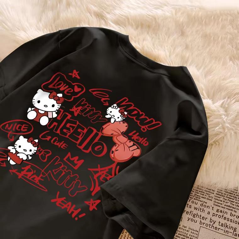 2026 new Hello Kitty Tee soft cotton short sleeve crew neck cute print lightweight summer top for Women daily casual wear