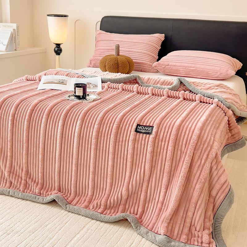 Moderne gestreifte Decke aus Kunstkaninchenfell Herbst Winter Warm Weich Plüsch Bettdecke Kuscheliges Nickerchen Sofa Überwurfdecke Weihnachtsgeschenk