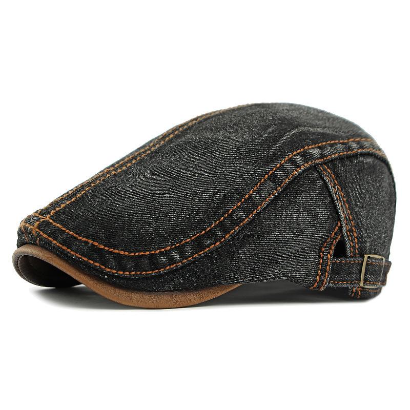 Gewaschene Denim-Baskenmütze Vintage Britische Schirmmütze Unisex Retro Lässige Vorwärtskappe Für Männer Frauen Tägliche Straßenmode Passende Kopfbedeckung
