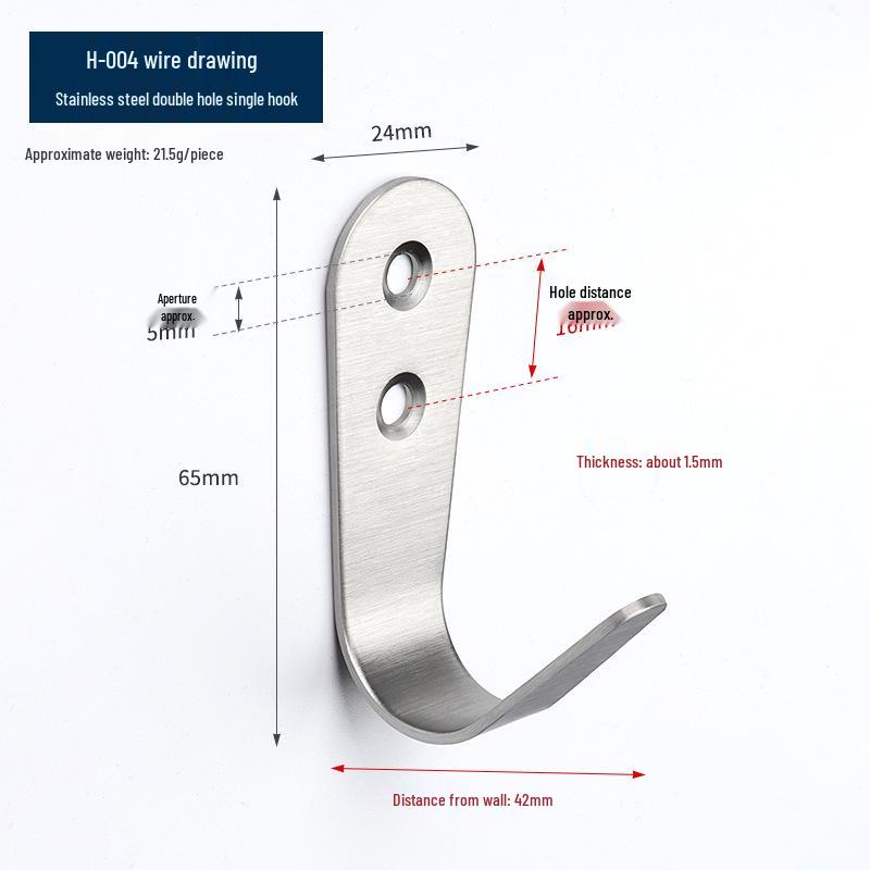 Black Stainless Steel Single Coat Hook for Cabinet, Door, Bathroom, and Kitchen