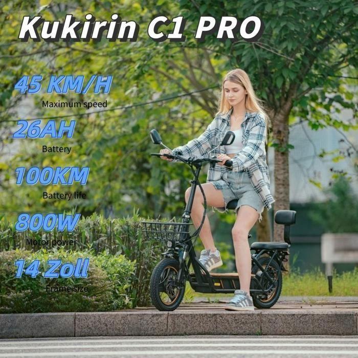Scooter Électrique KuKirin C1 Pro - Moteur 500 W -- Batterie 48 V 26 Ah - Pneus 14 Pouces - Autonomie 100 Kilomètres