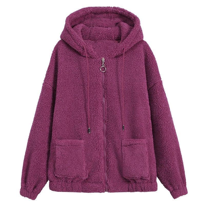 Damen Lockerer Koreanischer Lammfell-Jacke - 2025 Herbst/Winter Reißverschluss-Cardigan mit Plus-Fleece