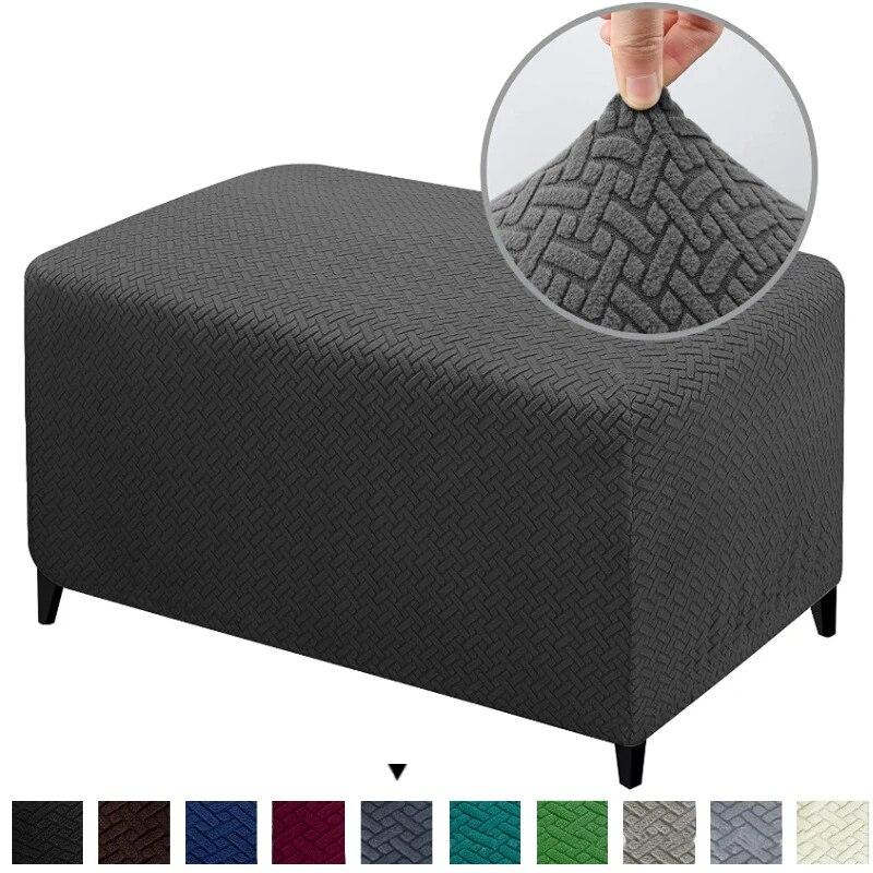 Jacquard Ottoman Cover Stretch Durable Footstool Cover Bench Stool Cover Washable Furniture Protector Stool Cover
