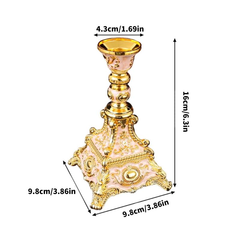 Zinc Alloy Taper Holders Elegant European Styles Metal Candlestick Stand Suitable For Family Gatherings