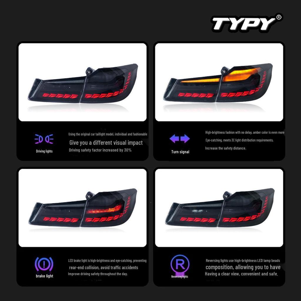 18-20 BMW 5 Series G30/G38 LED Tail Lights: Modified Dragon Scale Design with Flowing Turn Signals.