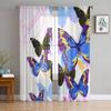 Flowers Butterfly Branches Purple White Tulle Window Treatment Sheer Curtains for Living Room the Bedroom Curtains Decoration