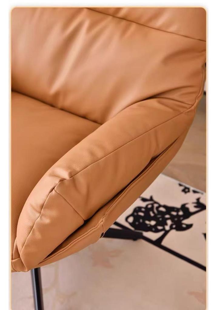 Lawrence Minimalist Rotating Leather Lounge Chair
