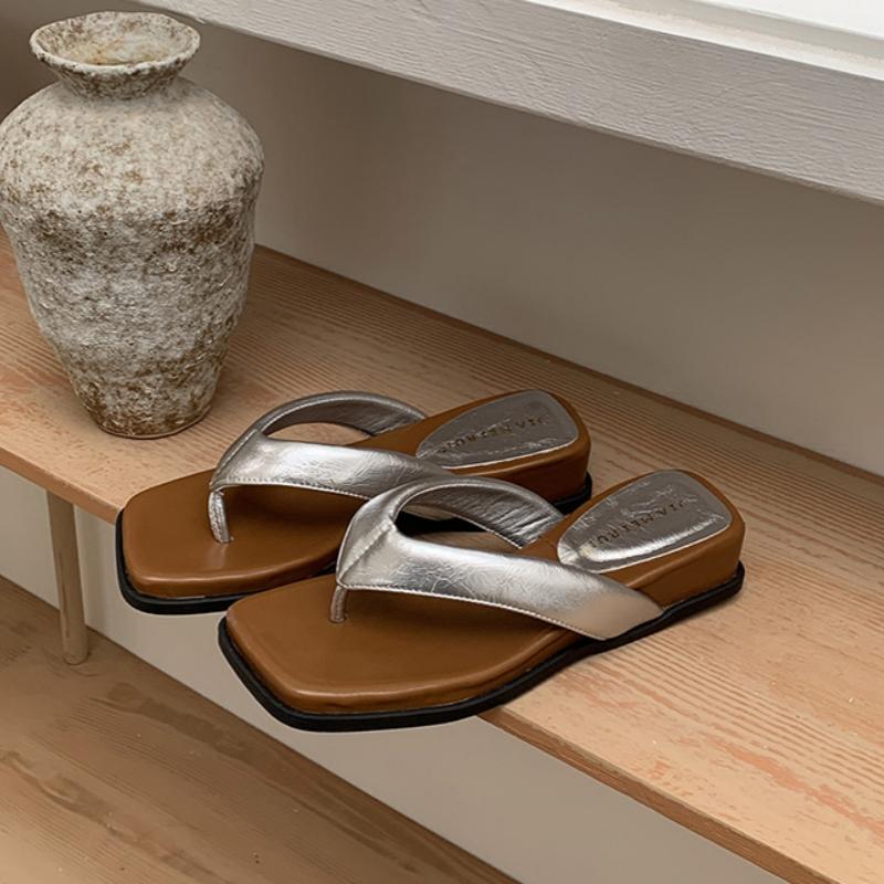 

Bailamos Women Slippers Open Toe Flat Casual Shoes Leisure Sandal Female Beach Flip Flops Outdoor Slippers Summer Slides Mujer 39 серебряный