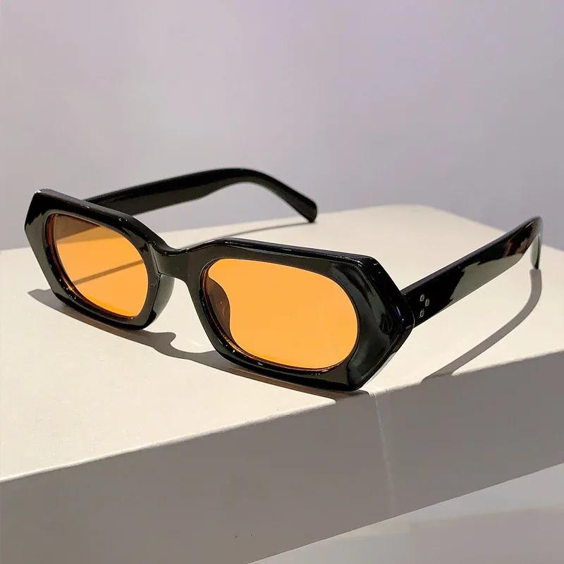 Small Frame Vintage Irregular Square Sunglasses Women For Men Luxury Brand Designer Rivet Sun Glasses Popular Punk Shades UV400