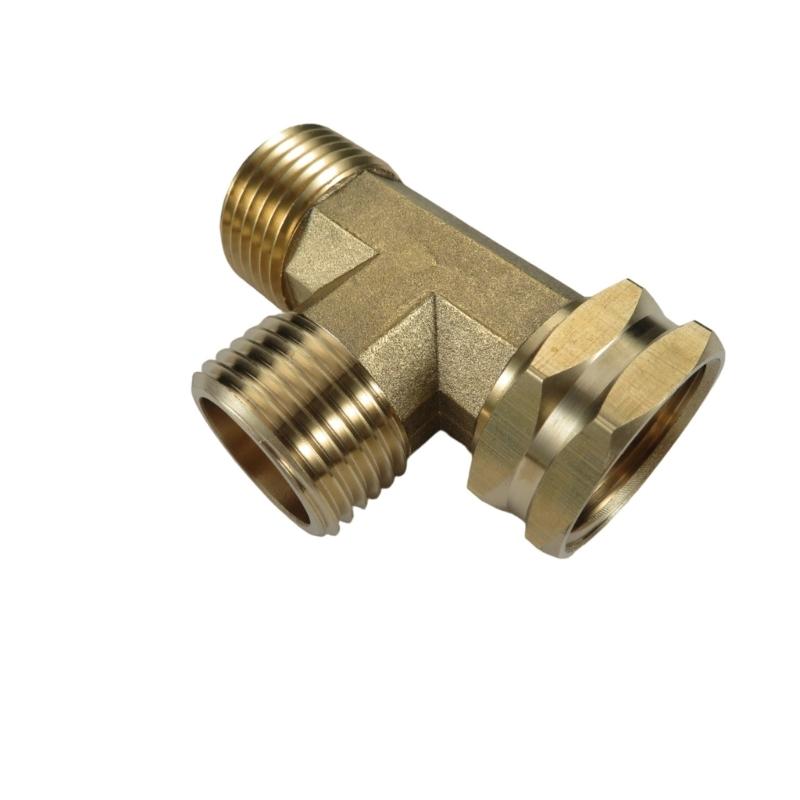 Corrosion Resistant T Type Hose Adapter 3/4Inch GHT Thread Brass Plumbing Joint Swivel Pipe Fitting Tees Easy to Install