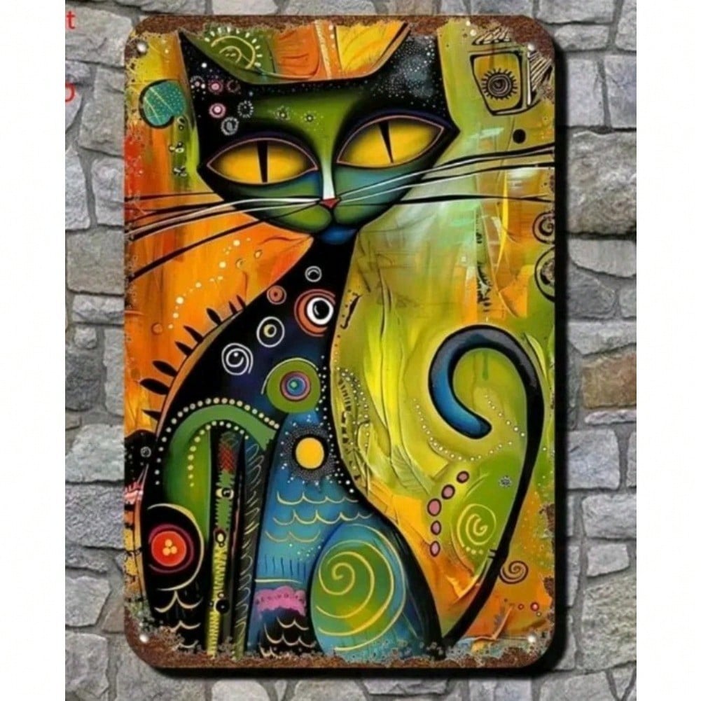 Vintage Cat Metal Wall Art Tin Sign Retro Home Decor Gift 20x30