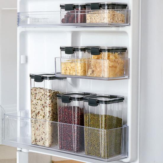 Szczelne pojemniki do przechowywania żywności z pokrywką Plastikowe Pojemniki do organizacji spiżarni Kuchenne na płatki, suche produkty, mąkę, cukier
