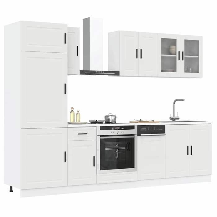 VidaXL Set of 8 "Porto" Kitchen Furniture In White Engineered Wood 3314811