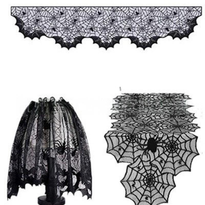 Zestaw obrusu i pokrowców na lampy na Halloween Na stół jadalny Kominki Dekoracje świąteczne Zmywalny bieżnik na stół Pokrowiec na klosz lampy