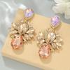 Crystal Dangle Earrings For Women With Alloy Water Drop Shape In Multi Colors For Elegant Nightwear