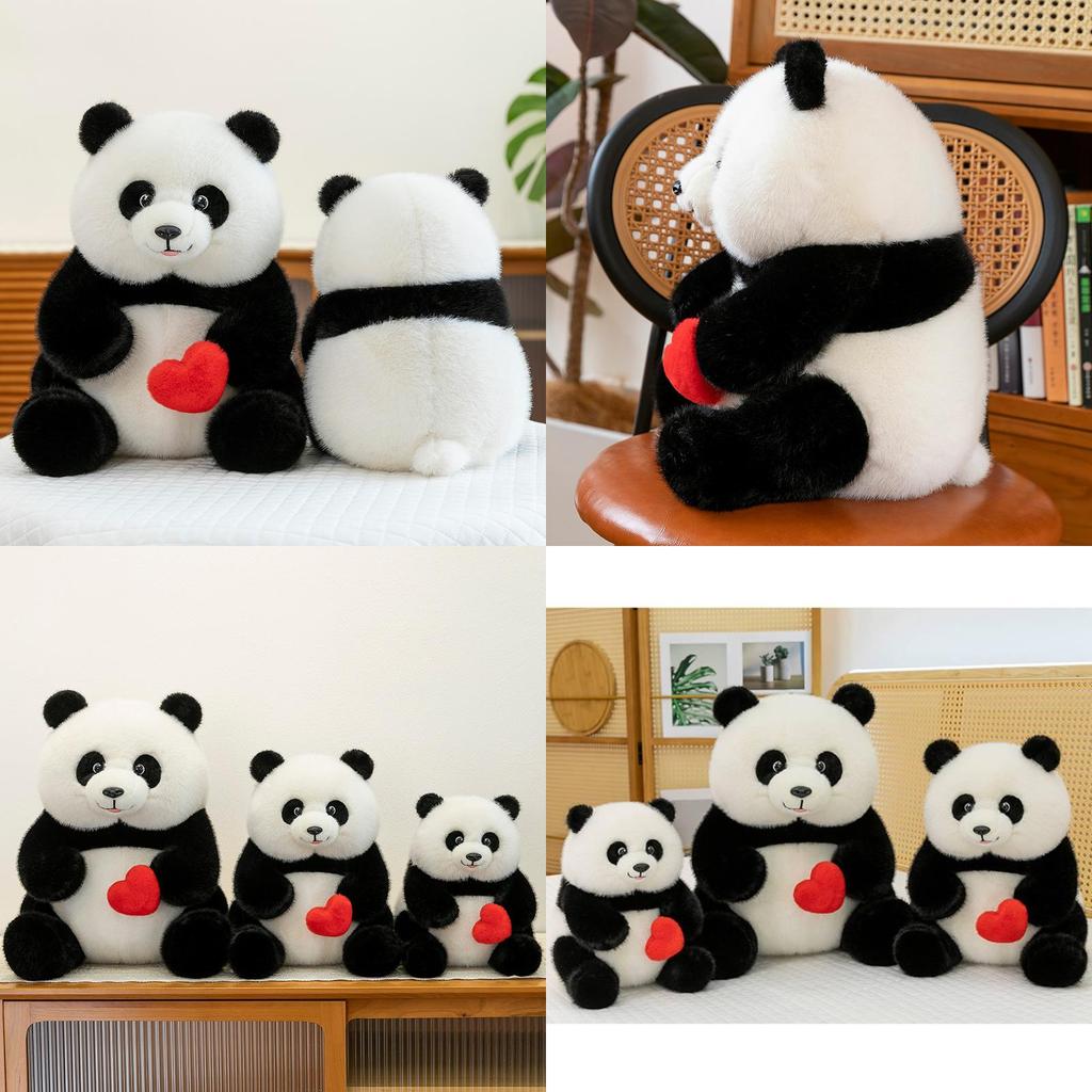 Panda Plush Toy With Soft Short Plush And Pp Cotton Filling For Kids Gift