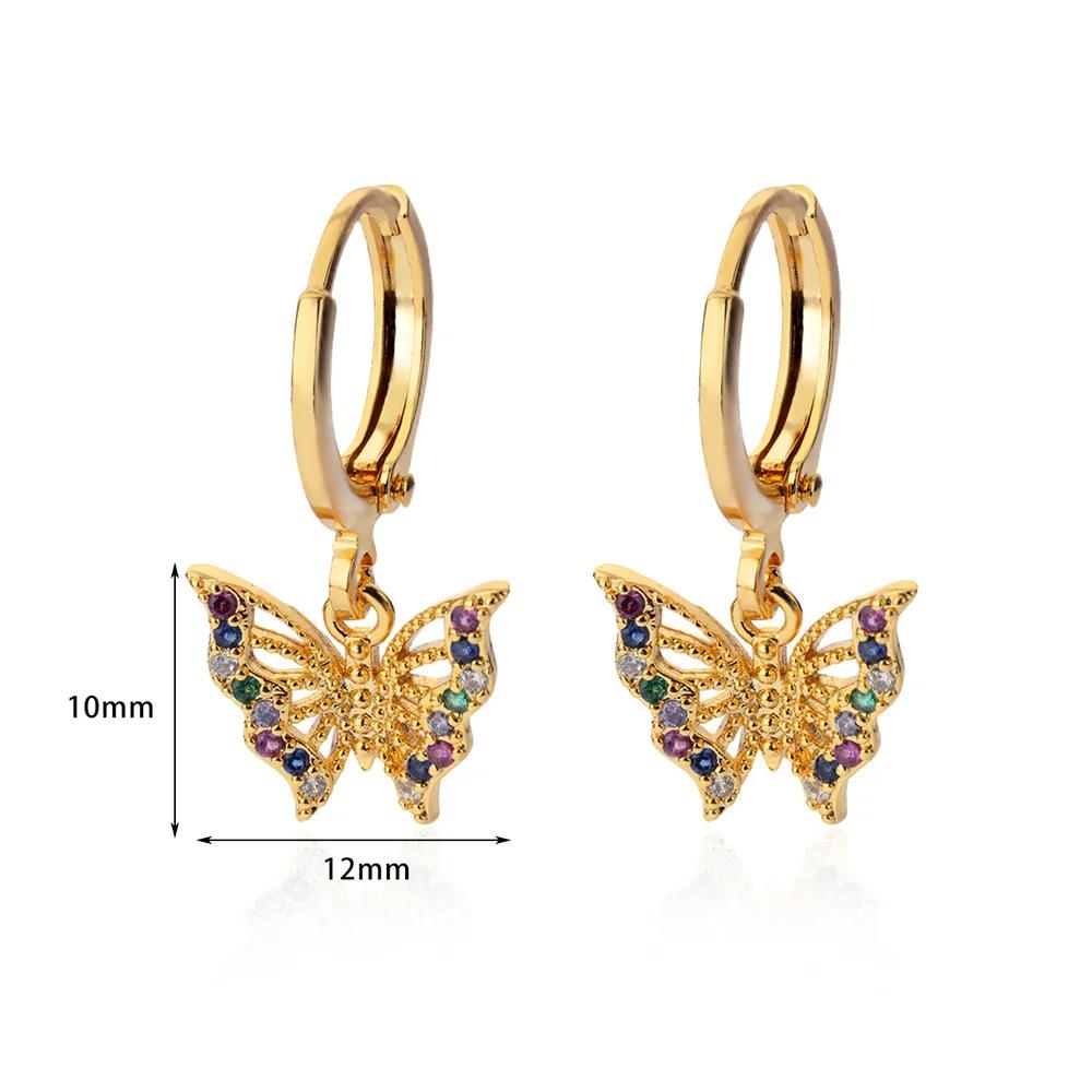 Zircon Butterfly Pendientes EarringsFor Women Stainless Steel Gold Butterfly Earring Trend Girl y2k Jewelry aretes mujer