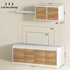 TV Cabinet and Wall Cabinet Set with 7 Shelves and Open Shelf, in Wood, 120x41x43.3 cm, White and Wood Color