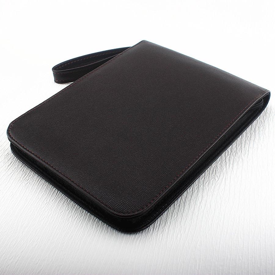 24 Brown Pencil Bag Pen Case for Fountain Pen, PU Holder Display Pouch Storage Large Capacity Waterproof Office Business