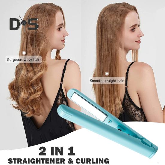 Portable USB Hair Straightener Fast Heating Electric Curling Iron Straight Curly Hair Bangs Mini Curling Wand Travel Women Hair Styling Tool