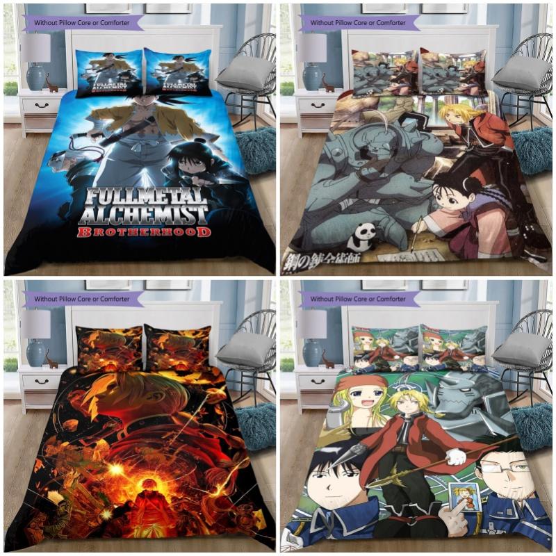 Fullmetal Alchemist 3pcs Bedding Set, Ling Yao & Lan Fan Anime Duvet Cover Pillowcases, Soft Bed Linen Bedroom Decor for Anime Lovers