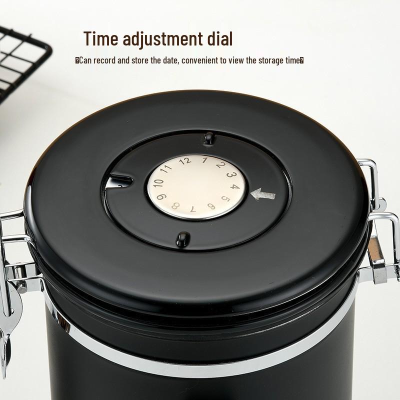 304 Stainless Steel Airtight Coffee Canister with Date Tracker and Exhaust Valve for Freshness