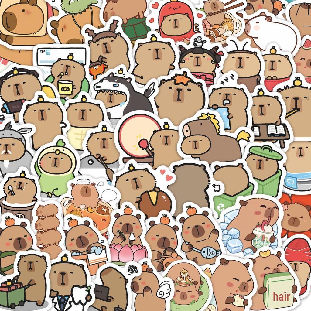 Cute Capybara Stickers: 55 Cartoon DIY Decals for Phone, Water Cup, or Stationery Decoration