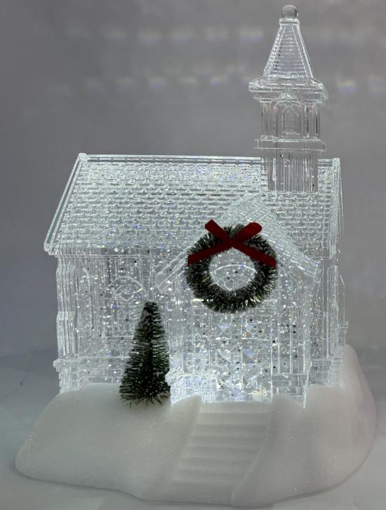2025 Christmas Snowy Church Luminous Crystal