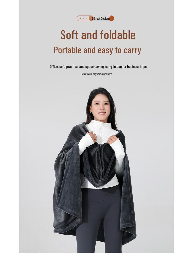Electric Heated Shawl and Blanket - Nine-Zone Warmer with Velvet Flannel for Office or Home