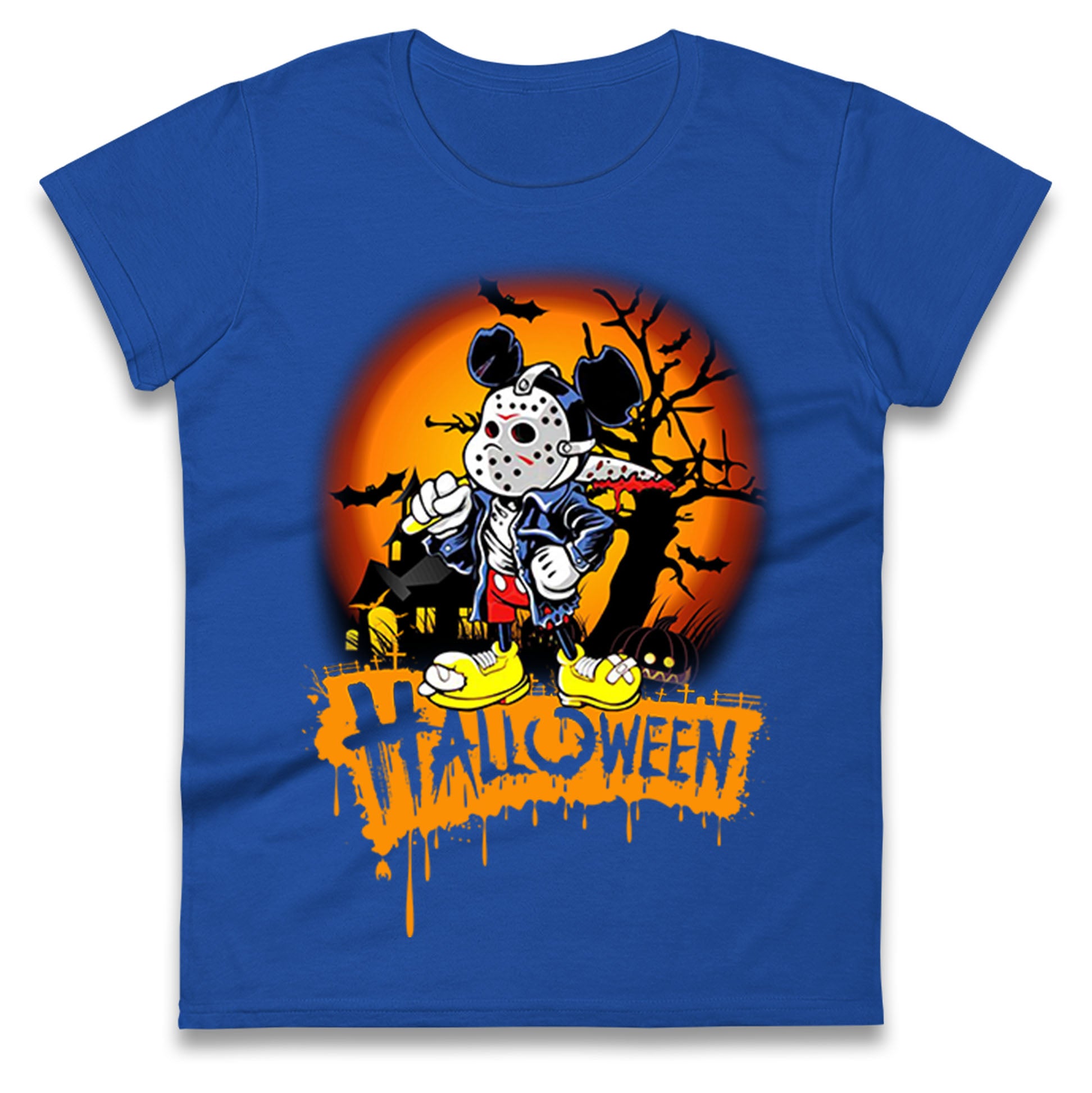 Mickey Mouse Haunted Halloween Womens T Shirt Mens Tops Tees Unisex M