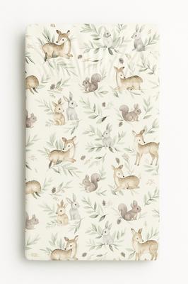 Cotton Fitted Sheet for a Crib 120x60 Cm - Woodland Olive