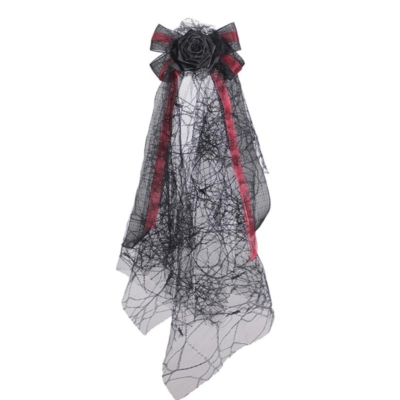 Elegant Black Bows Veil Headpiece For Halloween Parties Costume Accessories Cosplays Headbands Fashion Hair Clip