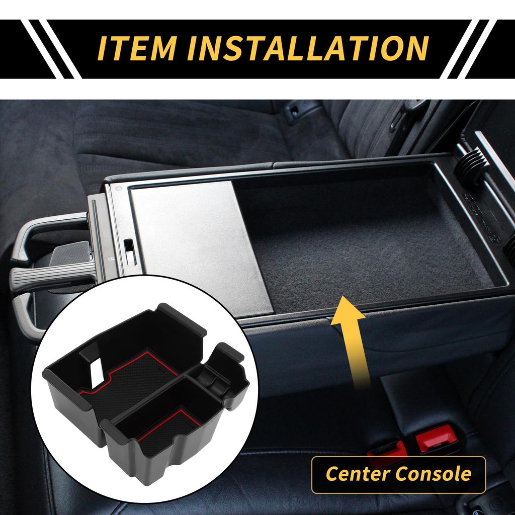 REPAIROCK Center Console Organizer Tray Armrest Storage Box Insert Tray Plastic Black Red for Jeep Wrangler JL JLU 2018-2022