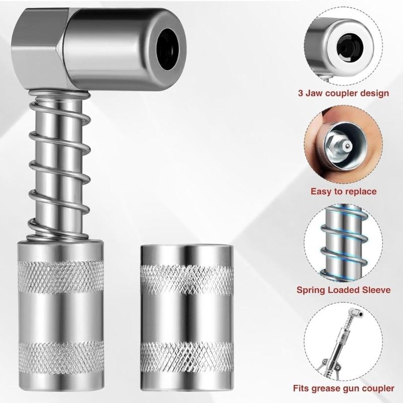 Grease Coupling Mouthpiece 90 Degree Joint Fitting Grease Injector Needle Nozzle Dispenser Grease Injector Fittings
